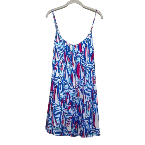 Lilly Pulitzer Dresses & Skirts - Lilly Pulitzer Daphne Swing Dress Size L Red Right Return Sailboat